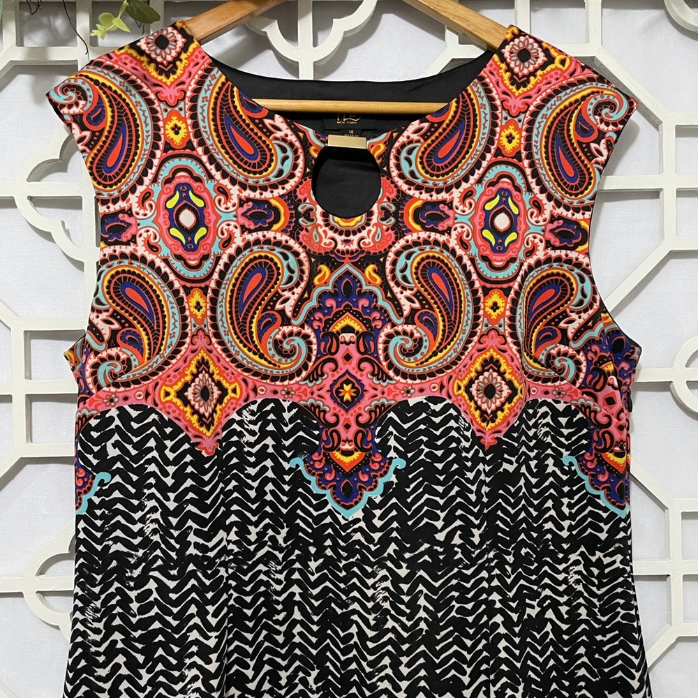 🦋 ILE New York Multicolor Paisley Sleeveless Dress, size 14